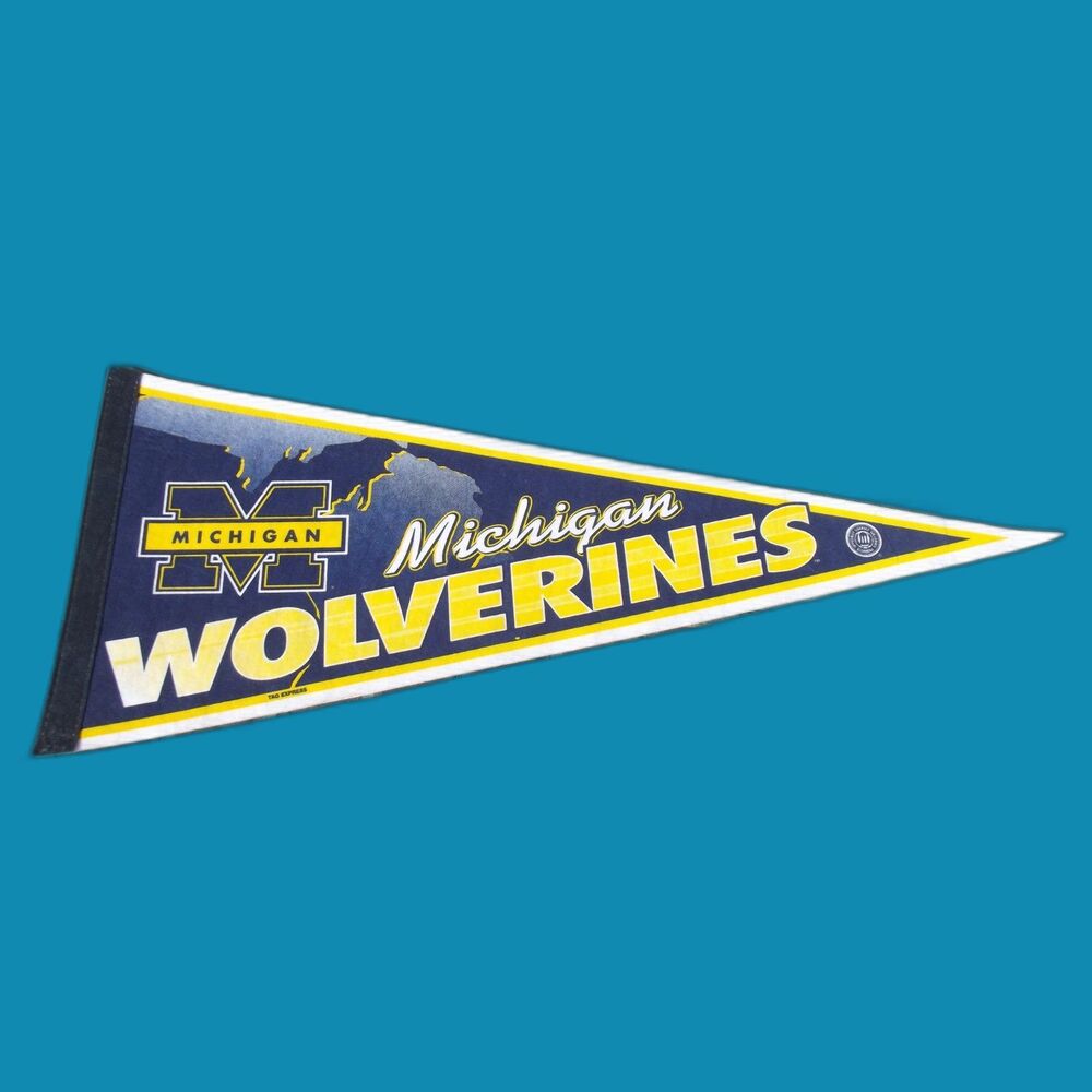 Vintage Michigan Wolverines Licensed 30" x 12" Pennant Rico Tag Express